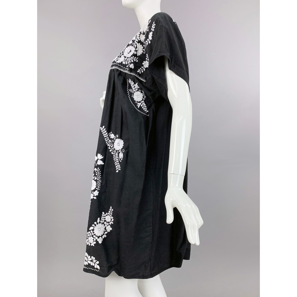 OS 2XL Vintage 70s Mexican Embroidered Mini Dress - Picture 5 of 8